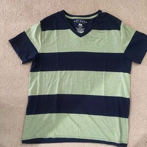 Arizona Jean Company Olive and Navy V-Neck Tee